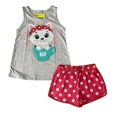 Pijama Infantil Feminino Manga Curta Brilha no Escuro Kyly