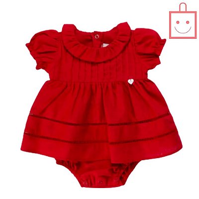 Macacão Body Vermelho Bebê Menina Anjos Baby 233626