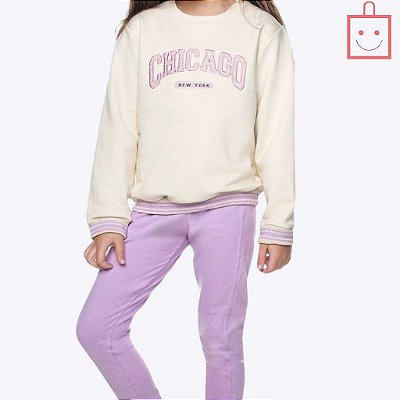 Conjunto Moletom Lilás Infantil Feminino Have Fun 28650
