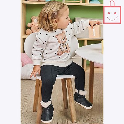 Conjunto Blusa Moletom com Pelúcia e Calça Legging Bebê Feminino Infanti  71477