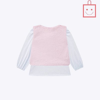 Conjunto Blusa Bata Manga Longa, Colete em Pelo Liso e Legging em Termoskin Peluciado Infantil Feminino Infanti 71942