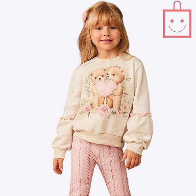 Conjunto Blusa Moletom Ursinhos com Calça Legging Feminino Infanti 71171