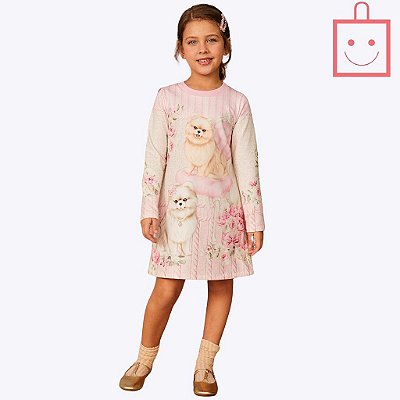Vestido Manga Longa Peluciado em Termoskin Infantil Feminino Infanti  70624