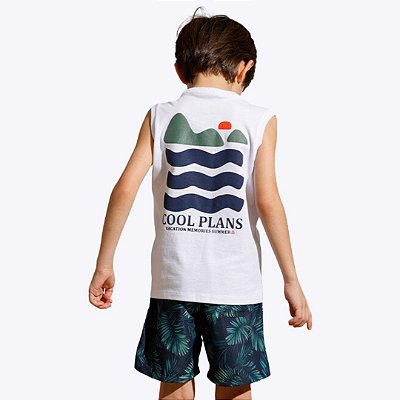 Conjunto Blusa Regata e Bermuda Microfibra Summer Infantil Menino Banana Danger 52207
