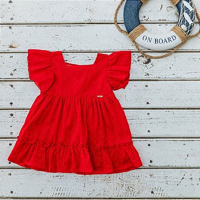 Vestido Vermelho em Laise Bebê Menina Vigat 2611