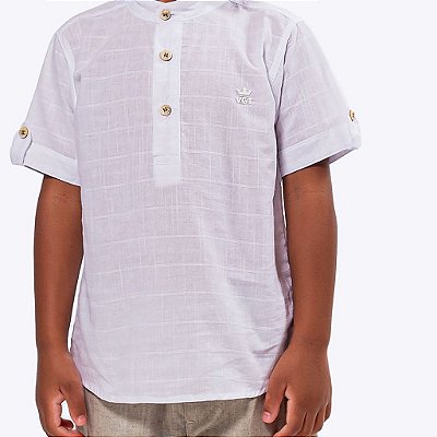 Conjunto Camisa Bata Manga Curta e Bermuda Bege Infantil Menino Vigat 3961