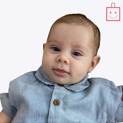 Conjunto Camisa Manga Curta de Botão e Bermuda Azul Jeans Bebê Menino Vigat 1127