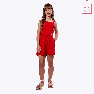 Conjunto Blusa Cropped e Shorts Cintura Alta Infantil Menina Vigat 7880