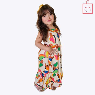 Vestido Midi Colorido Juvenil Menina Vigat 7853