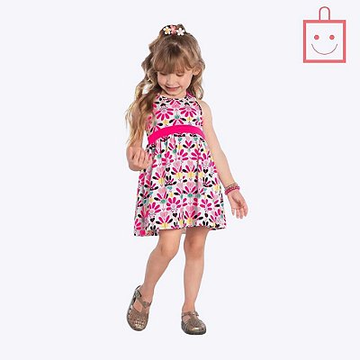 Vestido Manga Curta Floral Infantil Menina Kyly 1000478