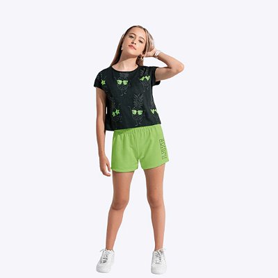 Conjunto Blusa Manga Curta e Shorts Juvenil Amora 51661