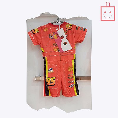 Fantasia Relâmpago MCQueen com Máscara Infantil Menino B.R.C.
