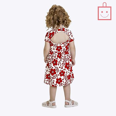 Vestido Manga Curta Estampa Flor Infantil Menina Kyly 1000508