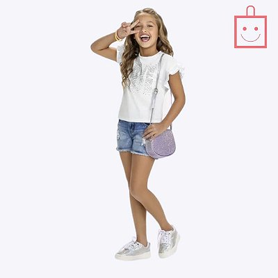 Blusa Manga Curta Infantil Menina Kyly 1000552