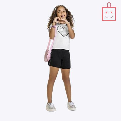 Conjunto Blusa Manga Curta e Short Moletom Juvenil Menina Kyly 1000570