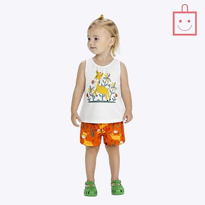 Conjunto Regata e Short Girafinhas Infantil Menina Kyly 1000514