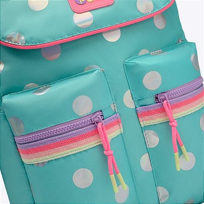 Mochila Escolar de Costas Verde Água Poá Puket 050403825