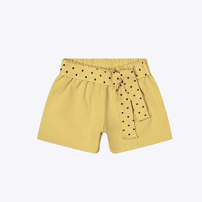 Conjunto Blusa Manga Curta Estampada e Short Liso Infantil Menina Kyly 1000541