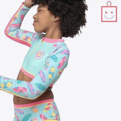 Conjunto Camiseta de Nadar e Calcinha Biquíni Unicórnio Aloha Juvenil Menina Moda Praia Puket 110500649