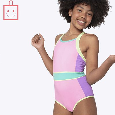 Maiô Color Block Juvenil Menina Moda Praia Puket 110500646