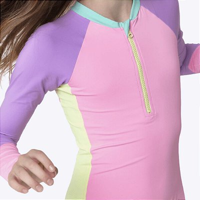 Maiô Manga Longa Color Block Juvenil Menina Puket 110500645