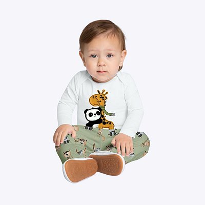 Conjunto Body Manga Longa e Calça Moletom Bebê Menino Kyly 1000722