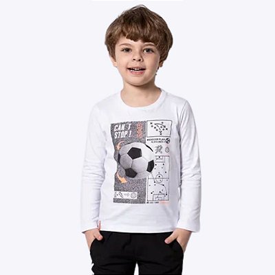 Conjunto Camiseta Manga Longa E Calça Comfy Football Infantil Menino Banana Danger 53210 Branco