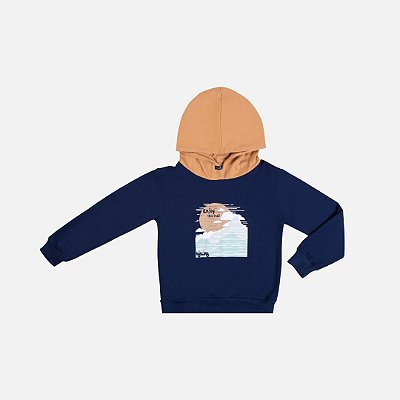 Conjunto Moletom Casaco Com Capuz Infantil Menino Have Fun 29442 Azul