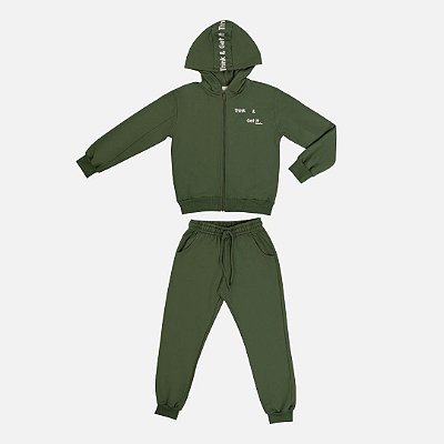 Conjunto Moletom Casaco Com Capuz Infantil Menino Have Fun 29445 Verde