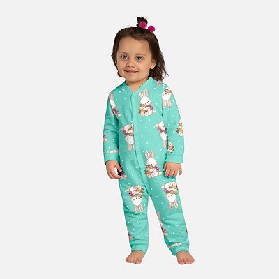 Pijama Macacão Coelhinha Infantil Menina Kyly 1000861 Rosa