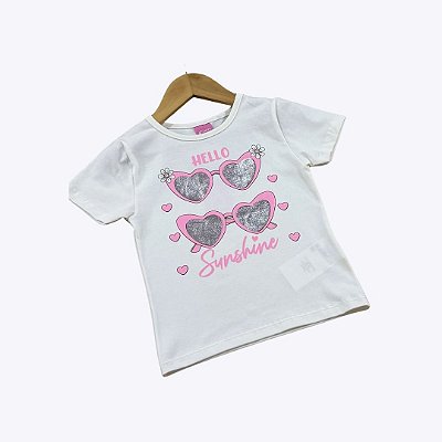 Conjunto Blusa Manga Curta Hello Sunshine E Shorts Rosa Infantil Menina Mundo Cinti 12542 Natural