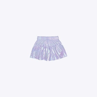 Conjunto Holográfico Blusa Manga Curta E Shorts Lilás Infantil Menina Mundo Cinti 12546 Lilas