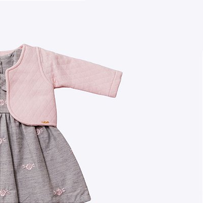 Vestido Com Bolero Bebê Menina Vigat 2000 Cinza