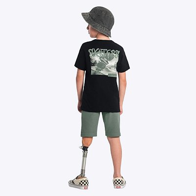 Conjunto Camiseta Manga Curta E Bermuda Moletinho Skate Infantil Menino Brandili Offwhite