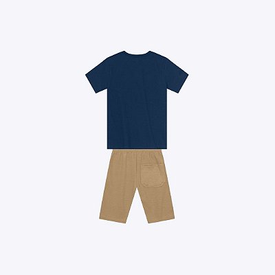 Conjunto Camiseta Manga Curta E Bermuda Moletinho Infantil Menino Brandili 26561 Natural