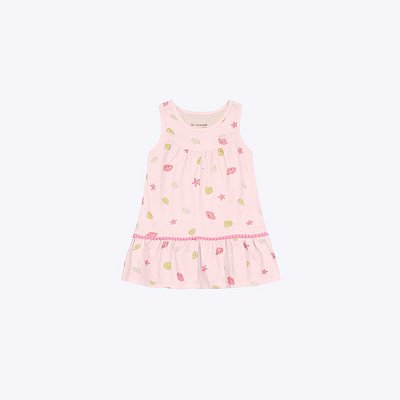 Vestido Manga Curta Estampado Bebê Menina Brandili 26826 Rosa Claro