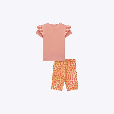 Conjunto De Blusa Alongada Em Meia Malha E Bermuda Biker Em Malha Power Infantil Menina Infanti 82937 Offwhite