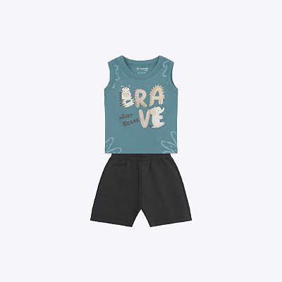 Conjunto Camiseta Regata E Shorts Bebê Menino Brandili 26840 Laranja