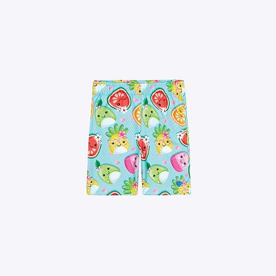 Conjunto Blusa Manga Curta Frutas E Shorts Ciclista Azul Infantil Menina Mundo Cinti 12582 Natural