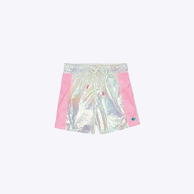 Conjunto Blusa Manga Curta Frutinha E Shorts Holográfico Infantil Menina Mundo Cinti 12555 Natural