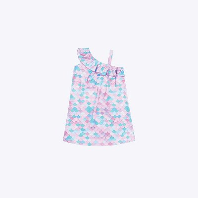 Vestido Colorido Sereia Com Strass Infantil Menina Mundo Cinti 12506 Lilas