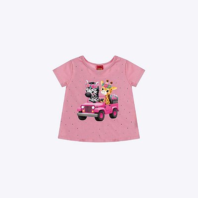 Blusa Manga Curta Bichinhos Infantil Menina Kyly 1000971 Branco