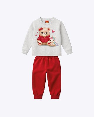 Conjunto Moletom Peluciado Estampado Infantil Feminino Kyly P1001508