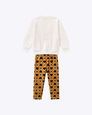Conjunto Casaco de Pelinho Bordado e Calça Legging Infantil Feminino Kyly 1001536