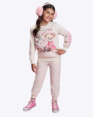 Conjunto Moletom Ursinho Infantil Feminino Mundo Cinti 12883