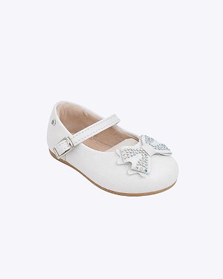 Sapatilha Branca Laço Strass Infantil Feminina Pampili 401074000