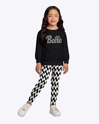 Conjunto Casaco Moletom Peluciado e Calça Legging Molicotton Peluciado Infantil Feminino Milon 2001510