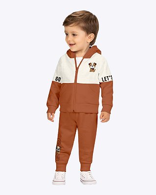 Conjunto Moletom com Capuz Cachorrinho e Calça Moletom Infantil Masculino Kyly 1001586