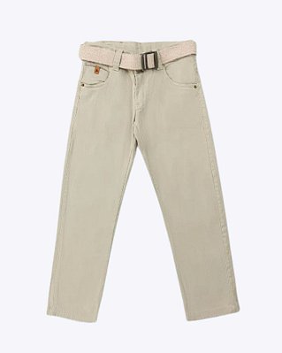 Calça Sarja Bege com Cinto Juvenil Masculina Articolare 4735