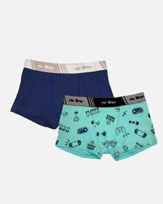 Kit 2 Cuecas Boxer Infantil Masculina Luna 0627